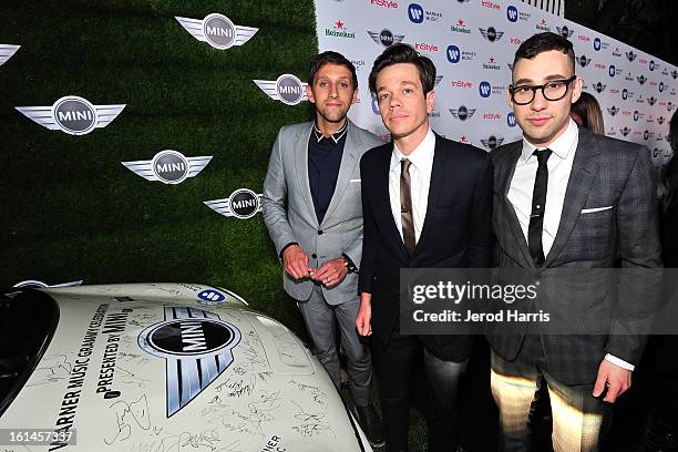 Andrew Dost, Nate Reuss and Jack Antonoff of the band Fun arrive at the Warner Music Group GRAMMY Celebration - Presented by Mini at Chateau Marmont...