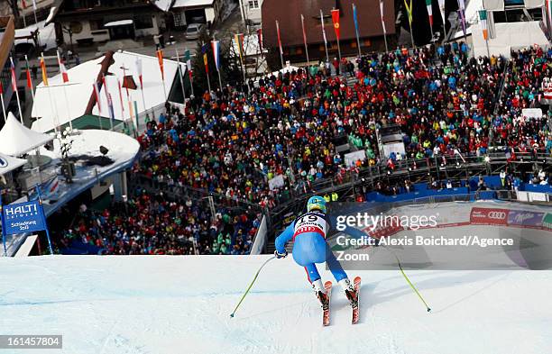 Christof Innerhofer of Italy competes during the Audi FIS Alpine Ski World Championships Men's Super Combined on February 11, 2013 in Schladming,...