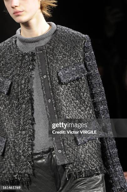 Model walks the runway at the Rag & Bone Women's Ready to Wear Fall/Winter 2013-2014 fashion show during Mercedes-Benz Fashion Week at Skylight...