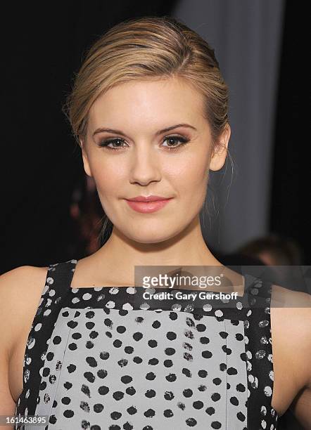 Actress Maggie Grace attends the Carolina Herrera fashion show during Fall 2013 Mercedes-Benz Fashion Week at The Theatre at Lincoln Center on...