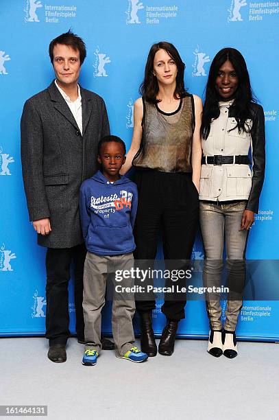 Actors August Diehl, director Pia Marais, Rayna Campbell and Rapule Hendricks attend the 'Layla Fourie' Photocall during the 63rd Berlinale...