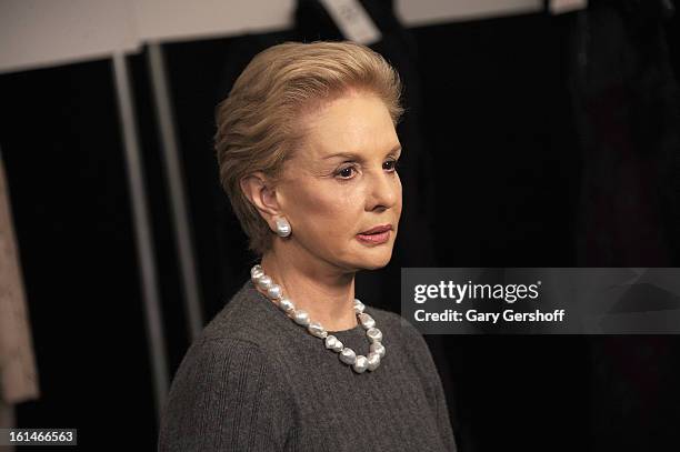 Designer Carolina Herrera seen backstage at Carolina Herrera during Fall 2013 Mercedes-Benz Fashion Week at The Theatre at Lincoln Center on February...