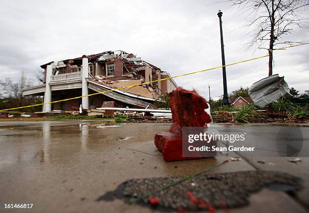 The Ogletree House, part of the Alumni Association, on the campus of the University of Southern Mississippi was partially destroyed after a tornado...