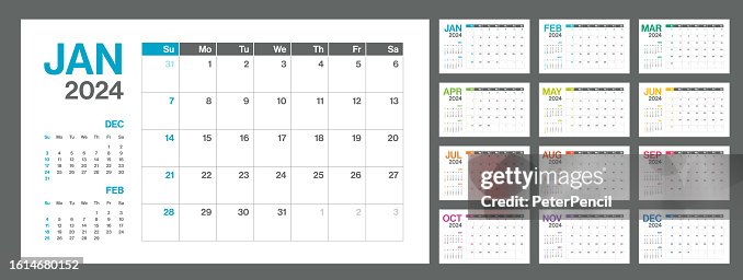2024 - Monthly Quarterly Calendar. Minimalism Style Landscape Horizontal Calendar for 2024 year. Vector Template. The Week Starts on Sunday 2024 - Monthly Quarterly Calendar. Minimalism Style Landscape Horizontal Calendar for 2024 year. Vector Template. The Week Starts on Sunday