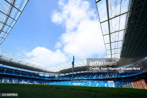 General view inside the stadium prior to the LaLiga EA Sports match between Real Sociedad and Girona FC at Reale Arena on August 12, 2023 in San...