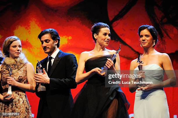 Saskia Rosendahl, Luca Marinelli, Arta Dobroshi and Ada Condeescu attend the Shooting Stars Stage Presentation during the 63rd Berlinale...