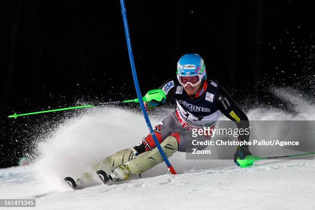 Ted Ligety of the USA competes during the Audi FIS Alpine Ski World Championships Men's Super Combined on February 11, 2013 in Schladming, Austria.