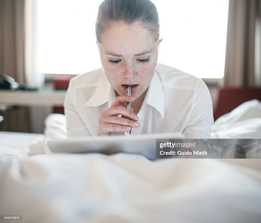 Business woman working with tablet