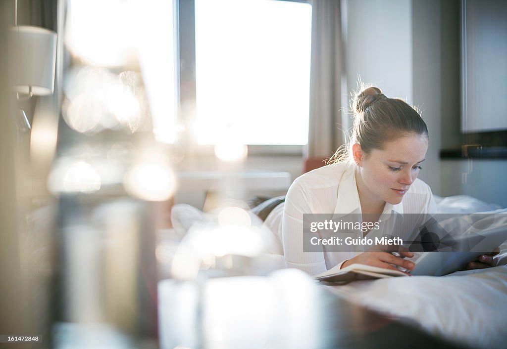 Business woman working with tablet