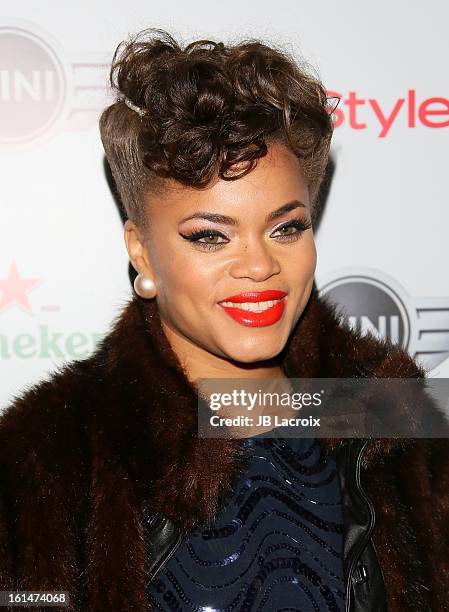 Andra Day attends the Warner Music Group 2013 Grammy Celebration Presented By Mini held at Chateau Marmont on February 10, 2013 in Los Angeles,...