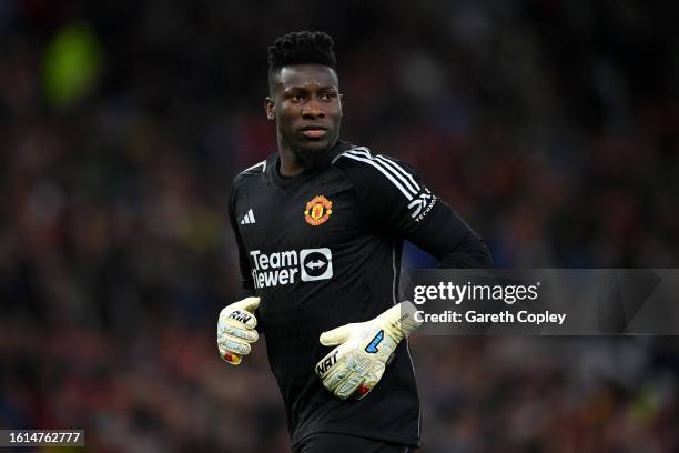 Andre Onana of Manchester United looks on during the Premier League match between Manchester United and Wolverhampton Wanderers at Old Trafford on...