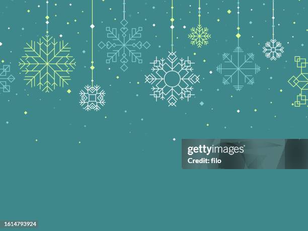 winter schneeflocke feiertag weihnachten grün hängendes ornament hintergrund - weihnachtsmarkt stock-grafiken, -clipart, -cartoons und -symbole