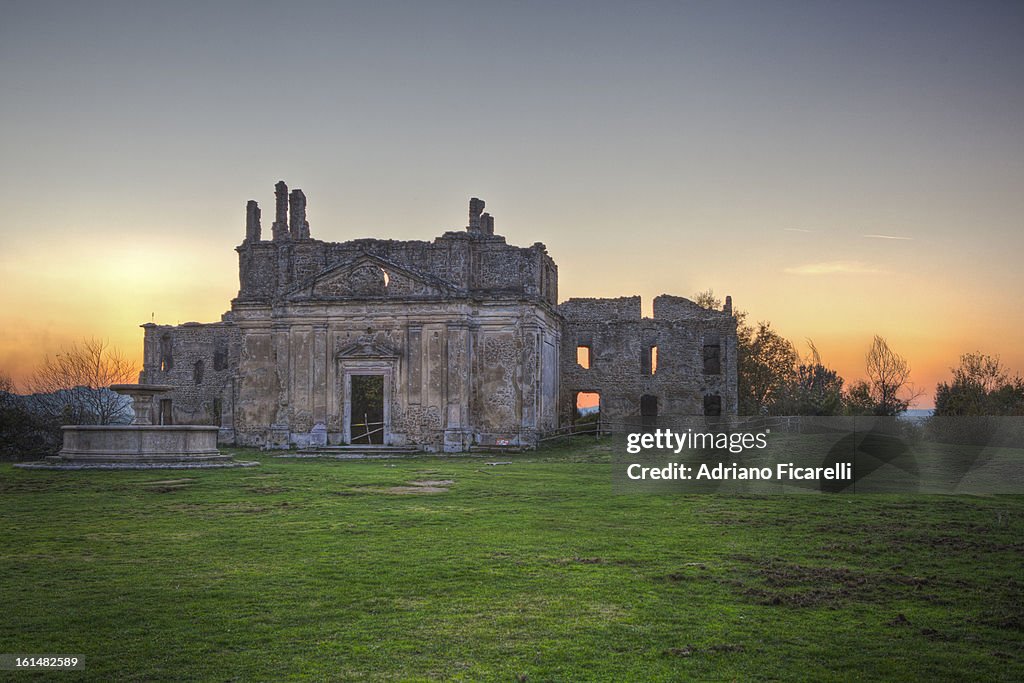 Ruins of old Monterano at sunset