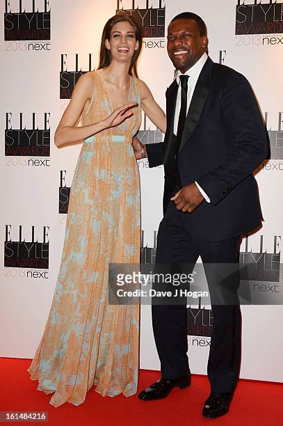 Kendra Spears and Chris Tucker pose in the press room at The Elle Style Awards 2013 at The Savoy Hotel on February 11, 2013 in London, England.