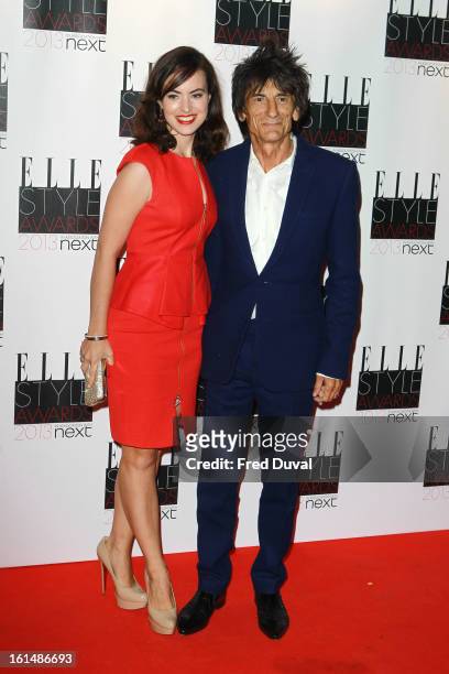 Ronnie Wood and Sally Humphreys attend the Elle Style Awards on February 11, 2013 in London, England.