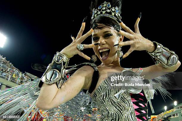 Dancers and musicians of São Clemente Samba School during the opening parade whose theme Horario Nobre tells in chapters the story of several...