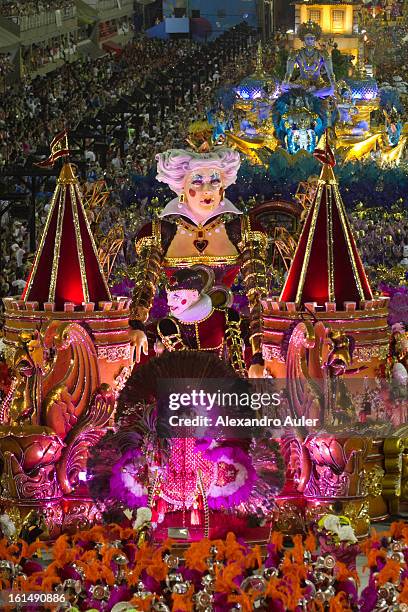 Floats, dancers and musicians of São Clemente Samba School during the opening parade whose theme Horario Nobre tells in chapters the story of several...