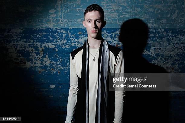 Designer Judson Harmon backstage at the Odd fall 2013 presentation during Mercedes-Benz Fashion Week at Industria Superstudio on February 11, 2013 in...