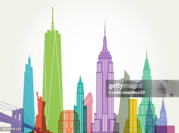 ilustrações, clipart, desenhos animados e ícones de skyline de nova york - detalhado - st patrick's cathedral manhattan