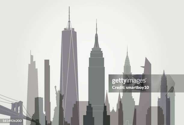 new york skyline - black and white - one world trade center vector stock illustrations