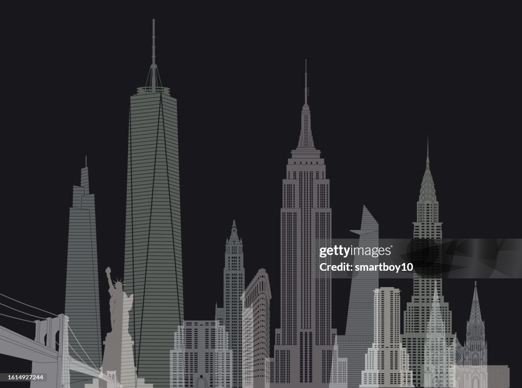 New York Skyline - Black and White