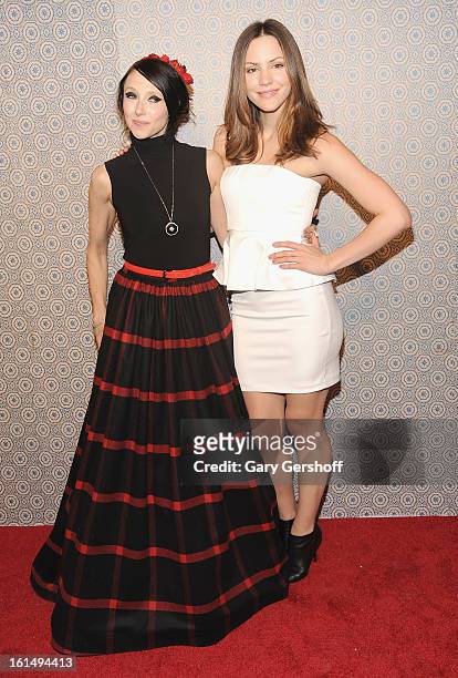 Designer Stacey Bendet and actress/singer Katharine McPhee attend the Alice + Olivia By Stacey Bendet presentation during Fall 2013 Mercedes-Benz...