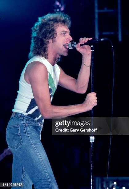American Rock musician Lou Gramm , of the group Foreigner, performs onstage at Madison Square Garden, New York, New York, October 30, 1981. The group...