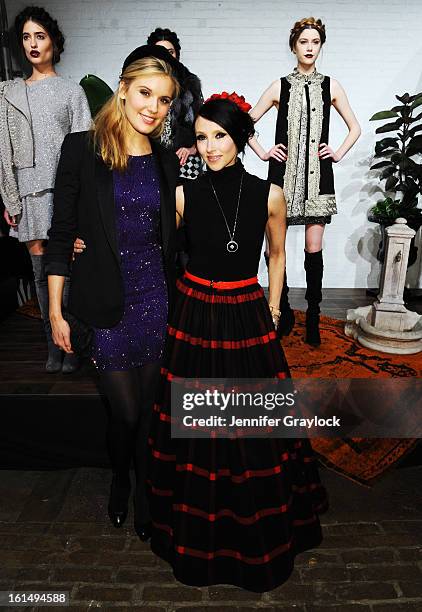 Actress Maggie Grace and designer Stacey Bendet pose at the Alice + Olivia By Stacey Bendet Fall 2013 fashion show presentation during Mercedes-Benz...