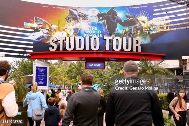 Visitors head to the studio tour of Universal Studios on May 25, 2023.