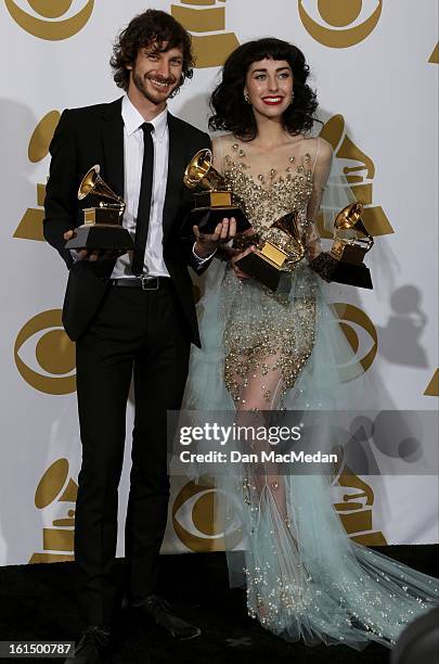Singer Gotye , winner of Best Alternative Music Album for 'Making Mirrors' and Best Pop Duo/Group Performance for 'Somebody That I Used to Know,' and...