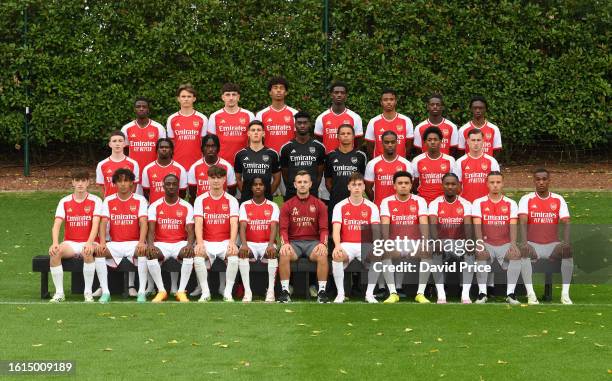 Arsenal U18 back row Daniel Oyetunde, William Sweet, Maldini Kacurri, Zacariah Shuaib, Ayden Heaven, Max Kuczynski, Bless Akolbire, Osman Kamara....