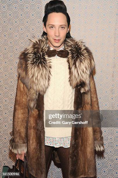 Figure skater Johnny Weir attends the Alice + Olivia By Stacey Bendet presentation during Fall 2013 Mercedes-Benz Fashion Week on February 11, 2013...