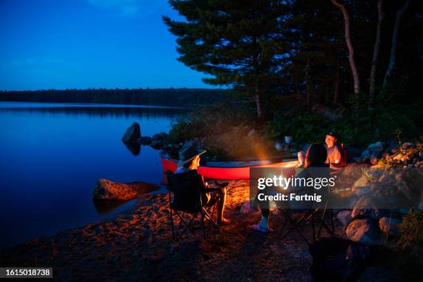 camping by the lake - nova scotia stock pictures, royalty-free photos & images