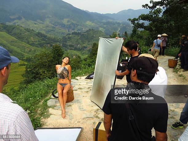 Swimsuit Issue 2013: Behind the scenes of the 2013 Sports Illustrated Swimsuit issue on September 15, 2012 in Guilin, China. Pictured model Jessica...