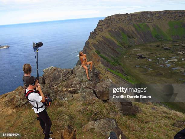 Swimsuit Issue 2013: Behind the scenes of the 2013 Sports Illustrated Swimsuit issue on October 27, 2012 on Easter Island, Chile. Pictured model...