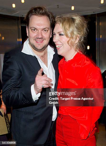 Charly Huebner and Lina Beckmann attend the BMW aftershow party of the 'Deutscher Schauspielerpreis' during the 63rd Berlinale International Film...