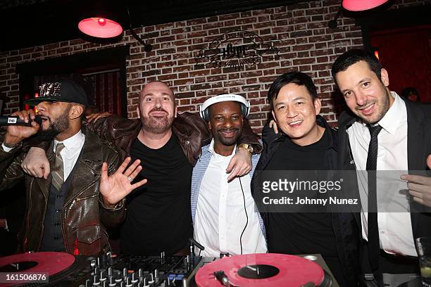 Swizz Beatz, Vlad, DJ Irie, Kevin Lee and DJ Cobra attend House Of Hype Monster Grammy Party at House Of Hype on February 10, 2013 in Los Angeles,...