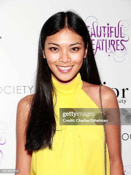 Model Meki Saldana arrives at The Cinema Society And Dior Beauty host a screening of "Beautiful Creatures" at Tribeca Cinemas on February 11, 2013 in...