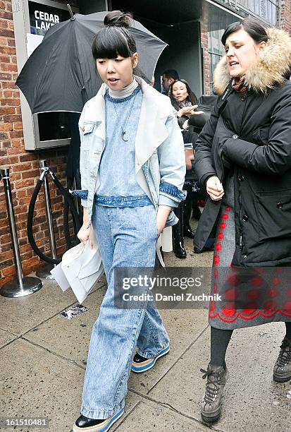 Susie Bubble seen outside the Donna Karan show on February 11, 2013 in New York City.