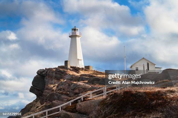 cape spear lighthouse newfoundland and labrador - newfoundland and labrador stock pictures, royalty-free photos & images