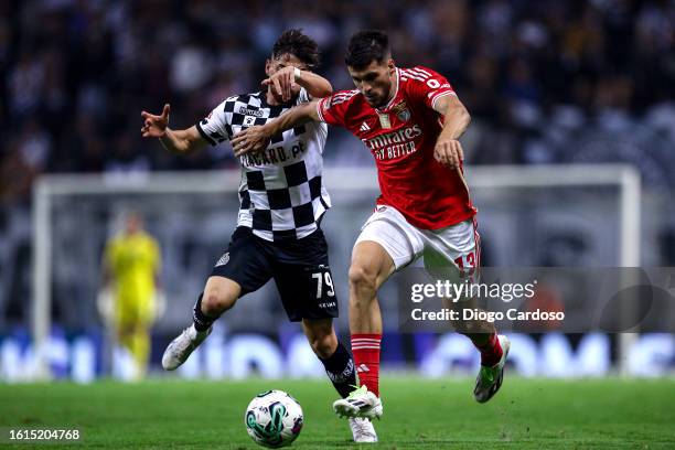 David Jurasek of SL Benfica and Pedro Malheiro of Boavista FC battle for the ball during the Liga Portugal Bwin match between Boavista and SL Benfica...