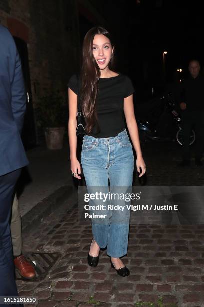 Olivia Rodrigo seen on a night out leaving Chiltern Firehouse on August 14, 2023 in London, England.