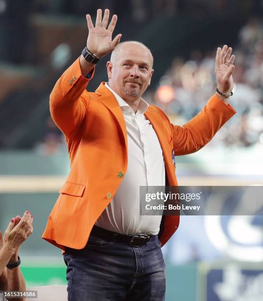 Former Houston Astros pitcher Billy Wagner during the Houston Astros Hall of Fame Weekend at Minute Maid Park on August 12, 2023 in Houston, Texas.