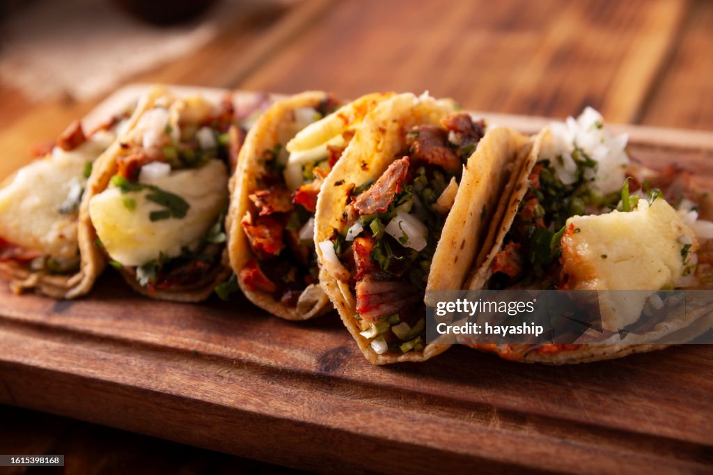 Tacos al pastor closeup