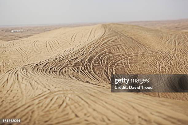 sand dunes in dubai - sable ondulé photos et images de collection