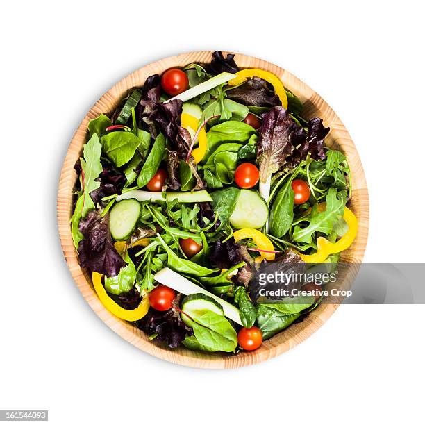 salad bowl with green salad - salad bowl stock pictures, royalty-free photos & images