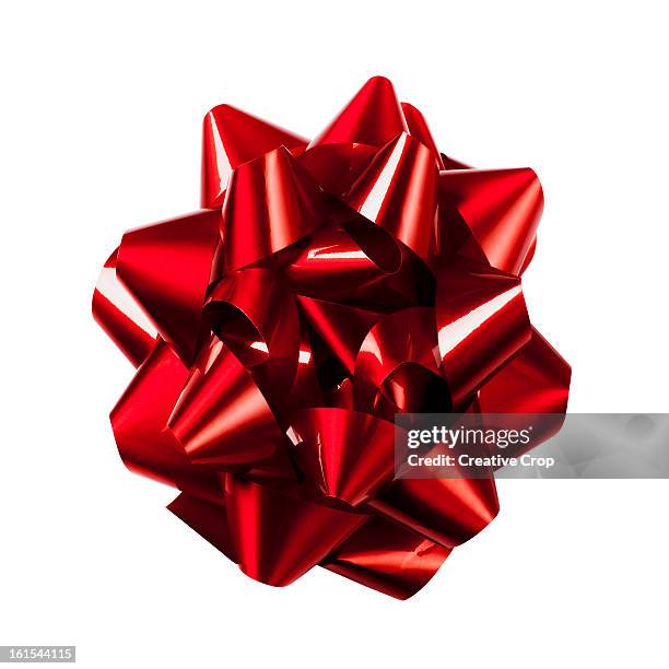 red gift bow - bow stockfoto's en -beelden