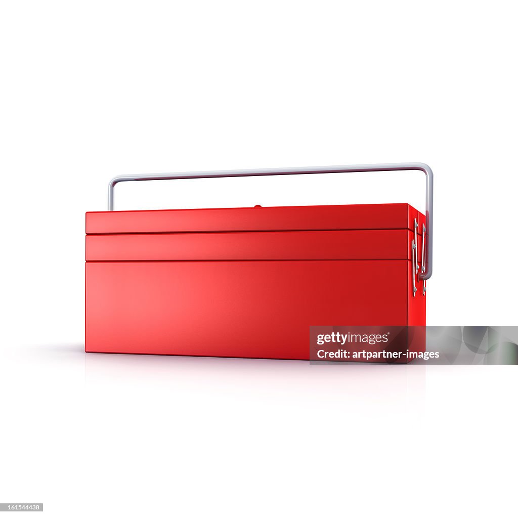 Red toolbox on a white background