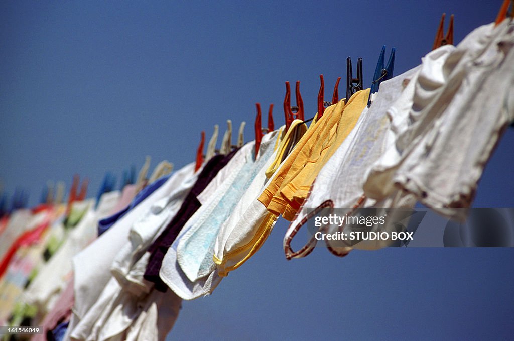 Clothes hanging in the Mediterranean sun