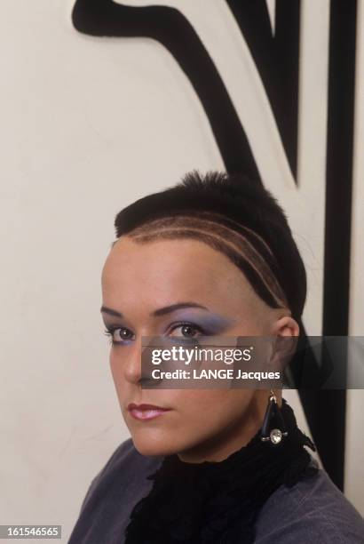 In A Hair Salon In Paris, France, Hairdressers Styling Young At The Punk Fashion.